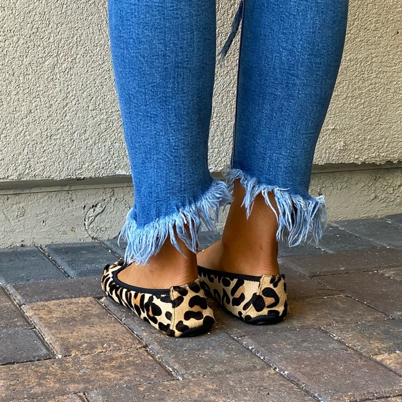 Animal Print Calf Hair Gold Hardware Crunch Flats - Picture 8 of 10